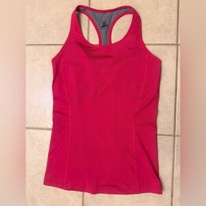Nike Dri-Fit Womens Athletic Racer Back Raspberry Pink Tank Top w/ Liner, Size L